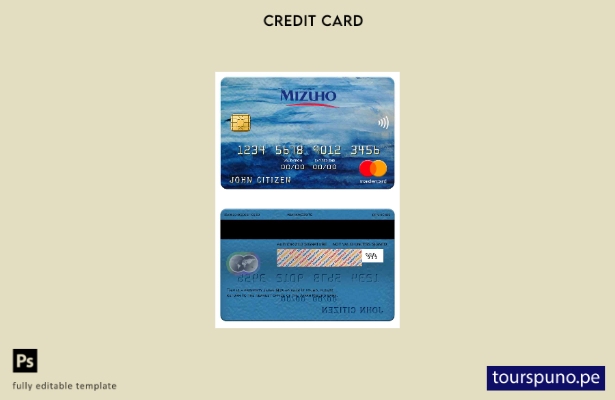 lista para imprimir plantilla de mastercard del banco Mizuho de Japón